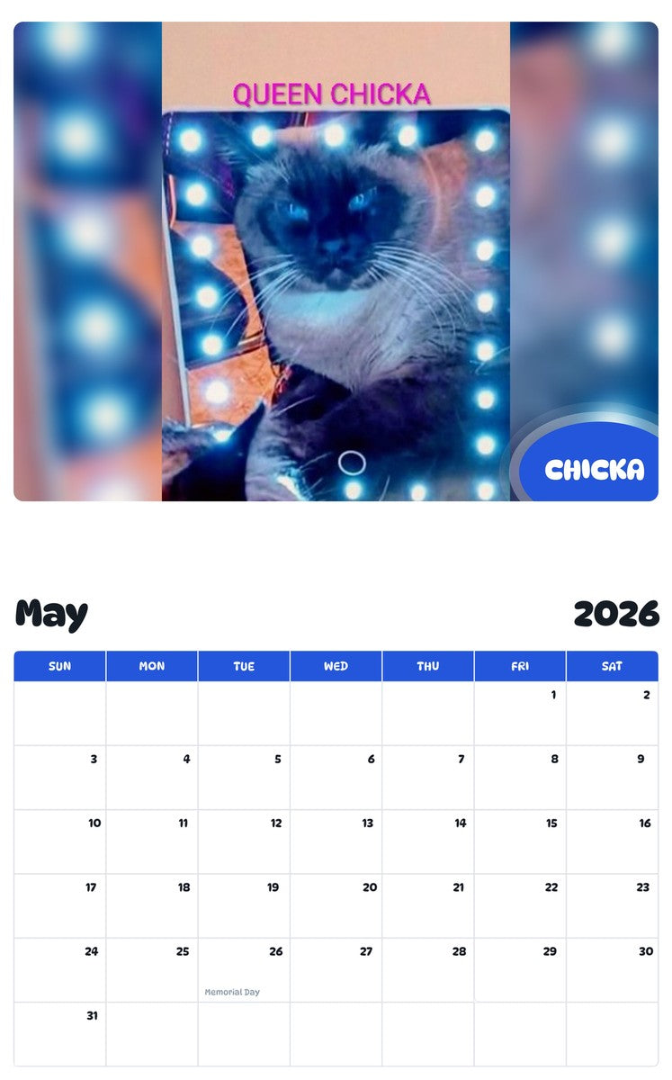 2026 - 2027 CHICKA - Pawidols Pet Calendar