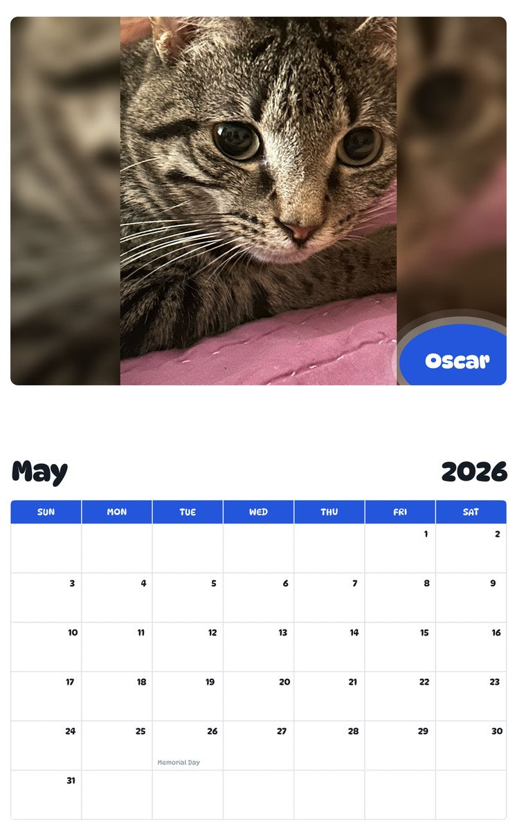 2026 - 2027 Oscar - Pawidols Pet Calendar