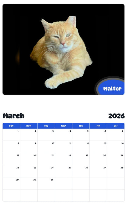 November 2025 - October 2026 Walter - Pawidols Pet Calendar