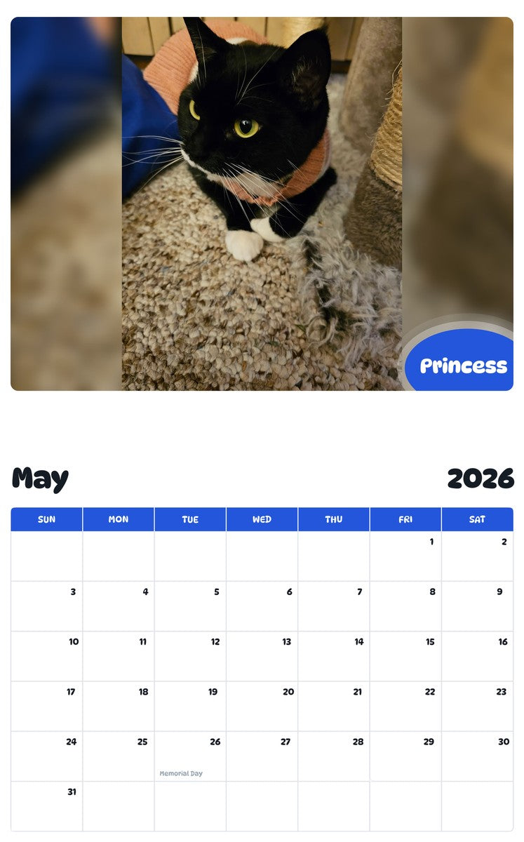 2026 - 2027 Princess - Pawidols Pet Calendar