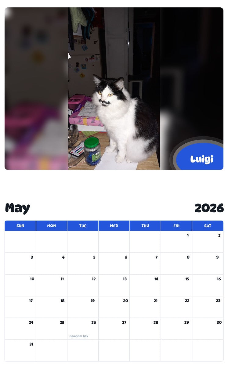 2026 - 2027 Luigi - Pawidols Pet Calendar