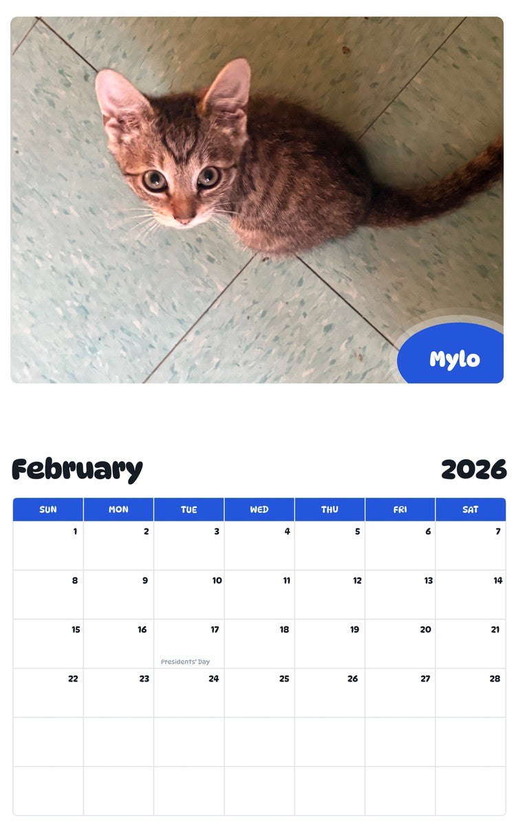 October 2025 - September 2026 Mylo - Pawidols Pet Calendar