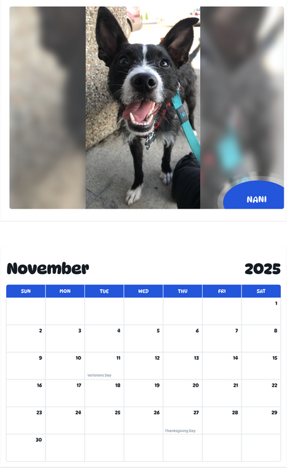 July 2025 - June 2026 Nani - Pawidols Pet Calendar
