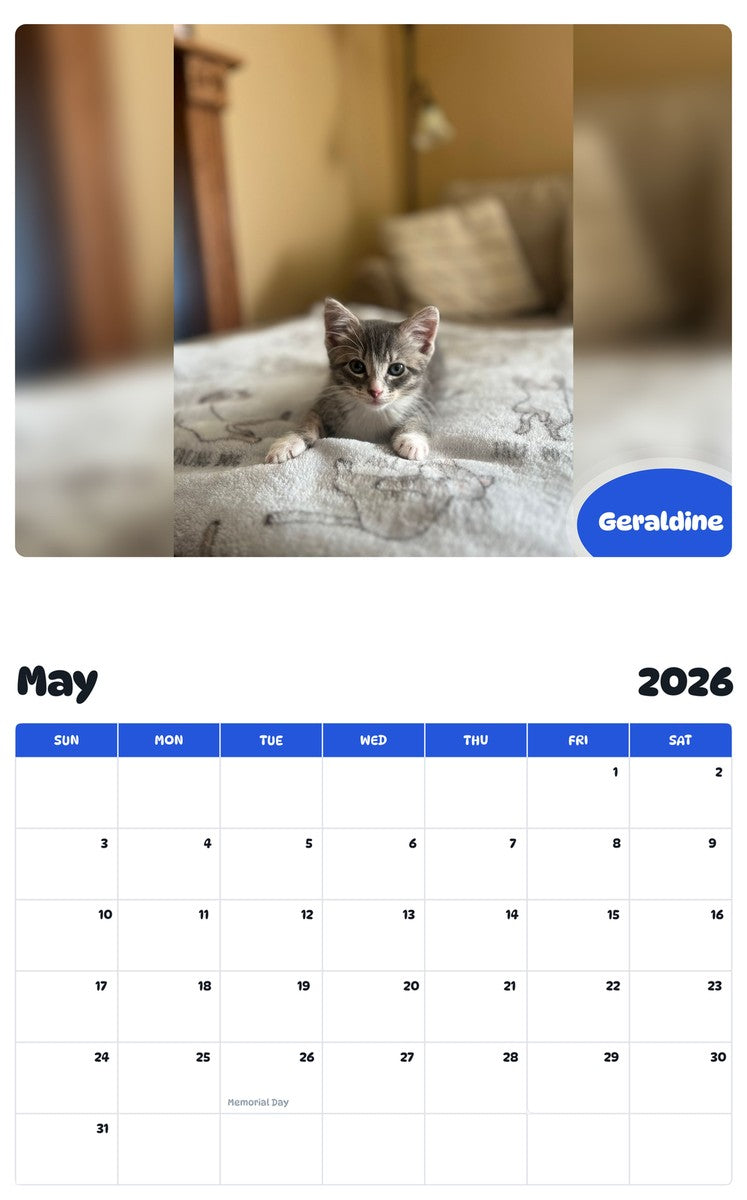 2026 - 2027 Geraldine - Pawidols Pet Calendar