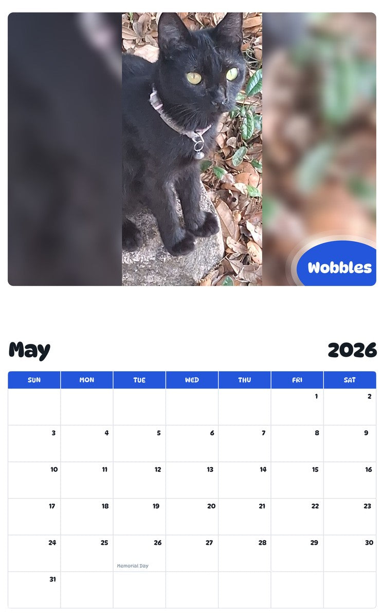 2026 - 2027 Wobbles - Pawidols Pet Calendar