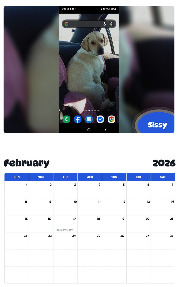 October 2025 - September 2026 Sissy - Pawidols Pet Calendar