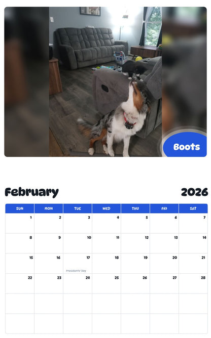 October 2025 - September 2026 Boots - Pawidols Pet Calendar