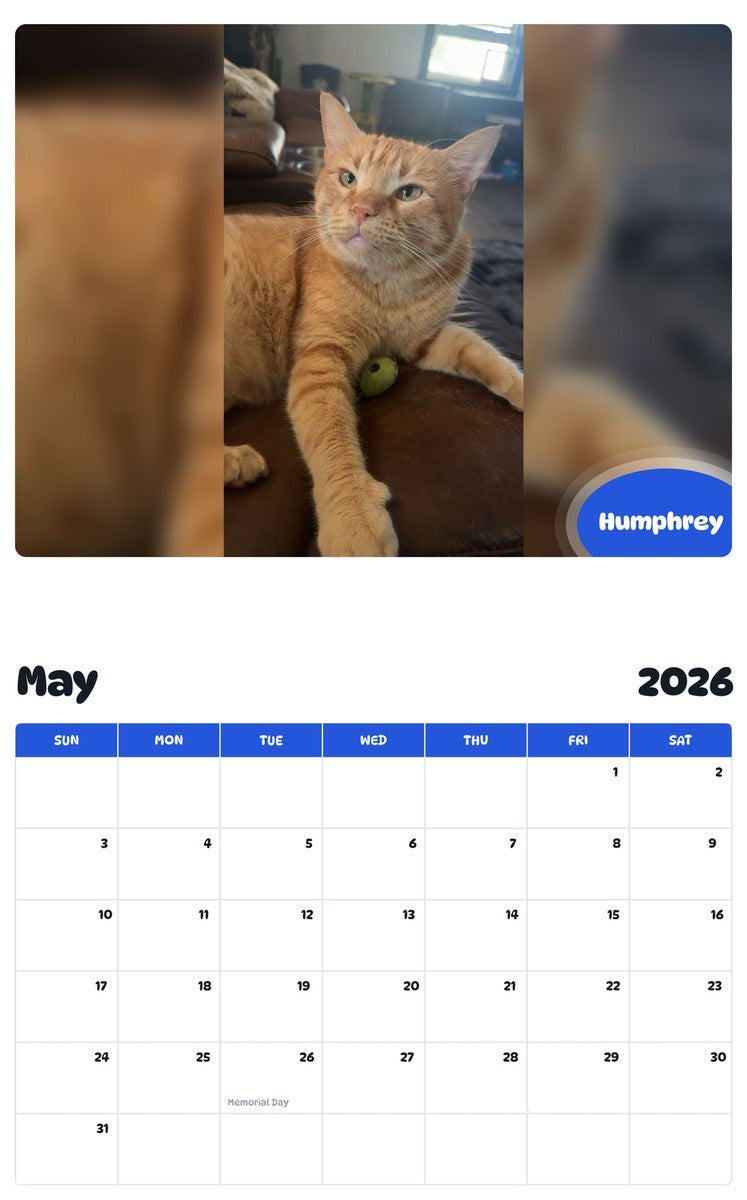 2026 - 2027 Humphrey - Pawidols Pet Calendar