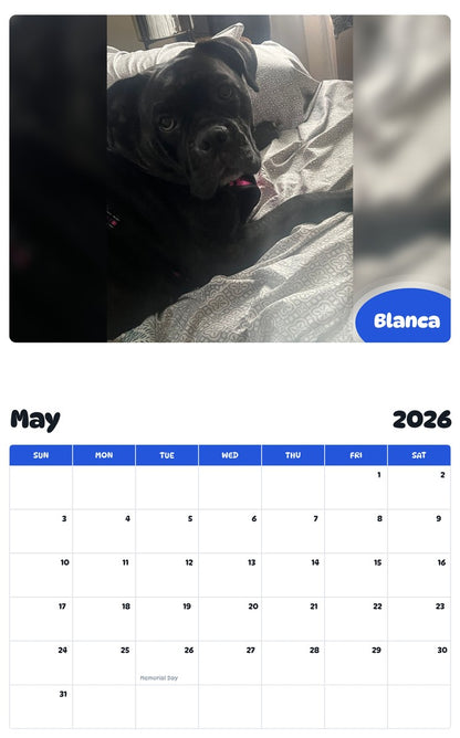 2026 - 2027 Blanca - Pawidols Pet Calendar
