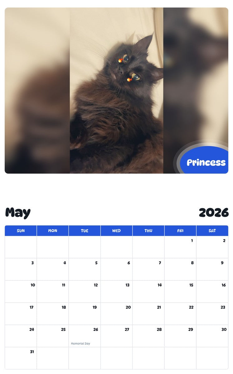 2026 - 2027 Princess - Pawidols Pet Calendar