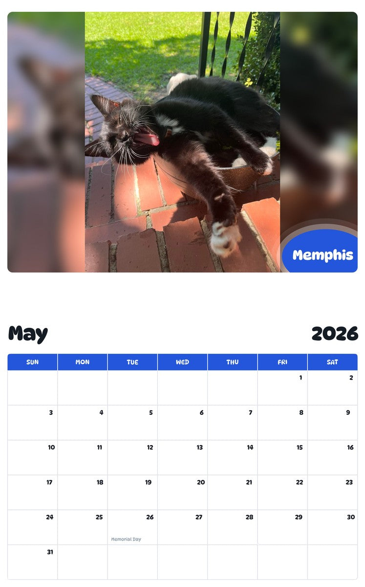 2026 - 2027 Memphis - Pawidols Pet Calendar