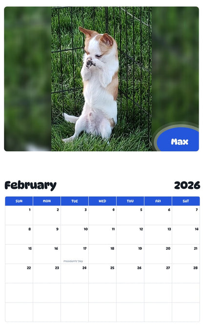October 2025 - September 2026 Max - Pawidols Pet Calendar