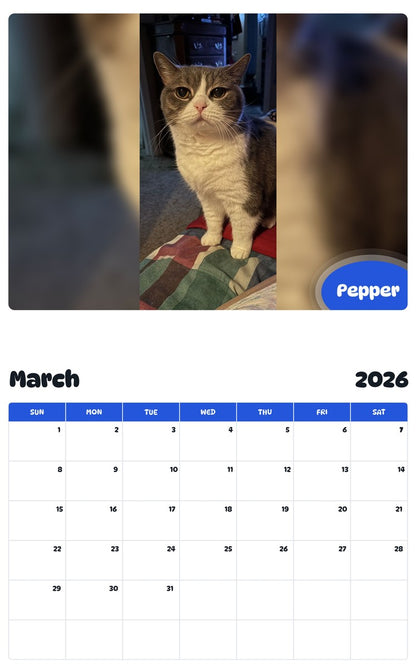 November 2025 - October 2026 Pepper - Pawidols Pet Calendar