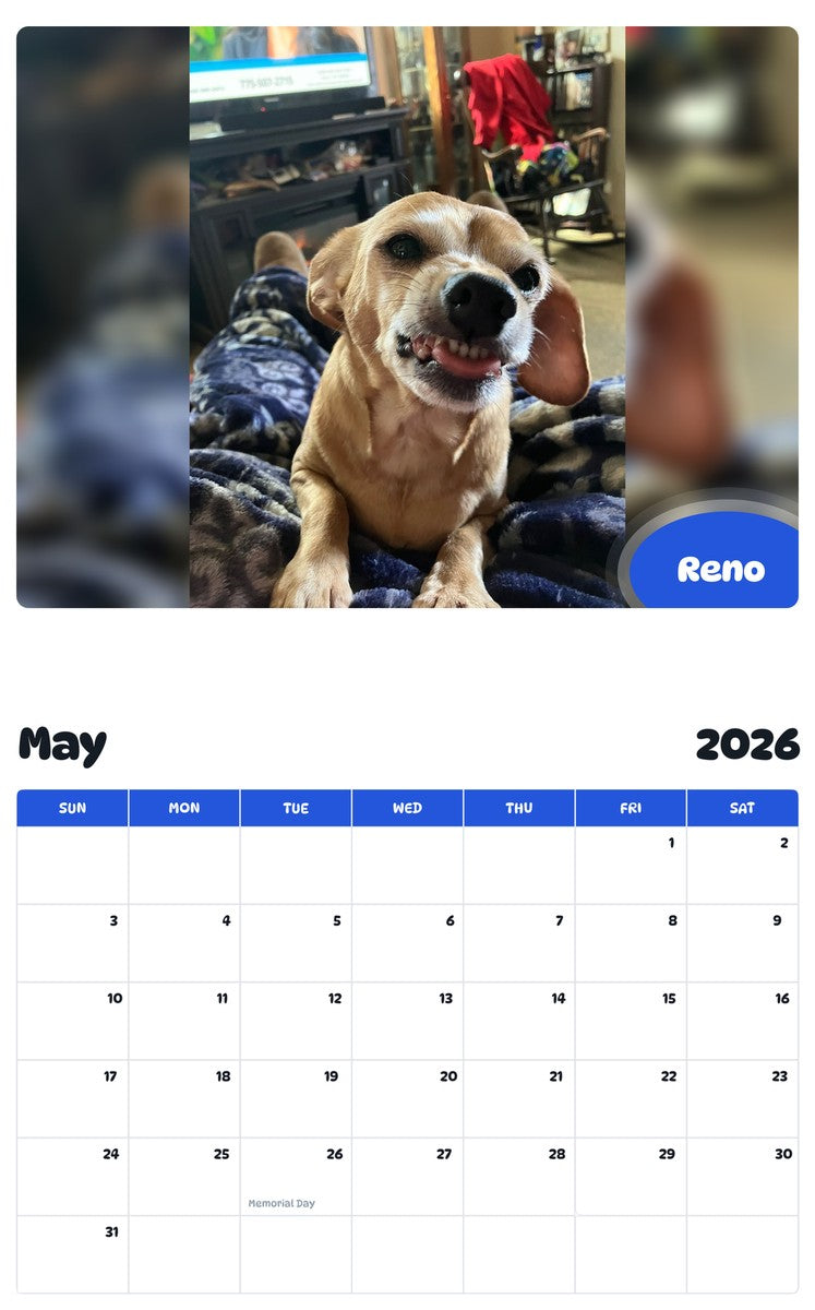 2026 - 2027 Reno - Pawidols Pet Calendar