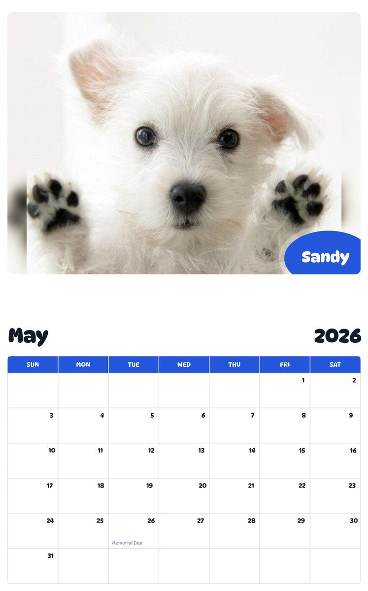 2026 - 2027 Sandy - Pawidols Pet Calendar