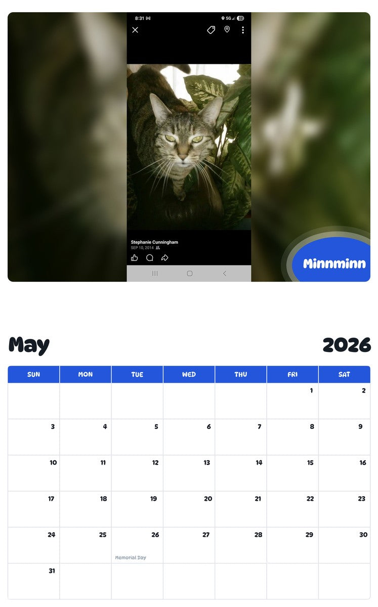 2026 - 2027 Minnminn - Pawidols Pet Calendar