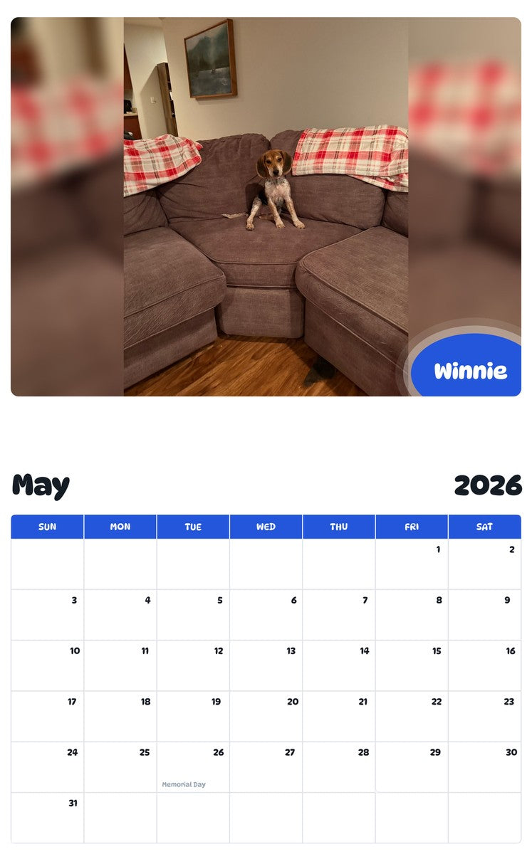 2026 - 2027 Winnie - Pawidols Pet Calendar