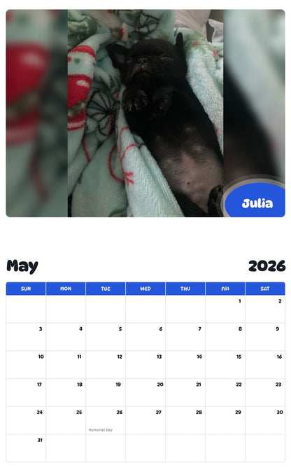 2026 - 2027 Julia - Pawidols Pet Calendar