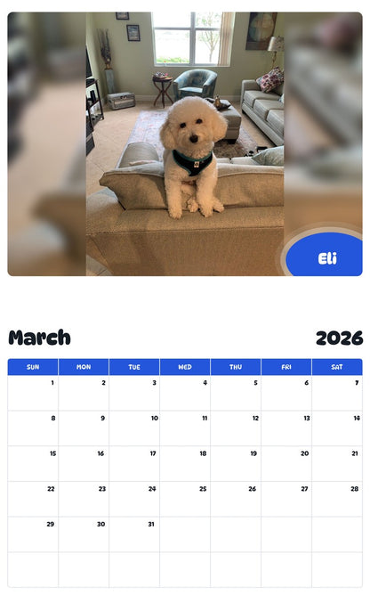 November 2025 - October 2026 Eli - Pawidols Pet Calendar