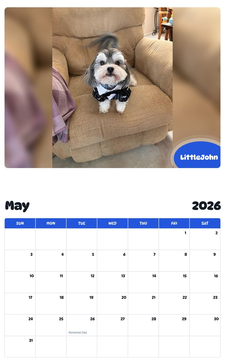 2026 - 2027 LittleJohn - Pawidols Pet Calendar