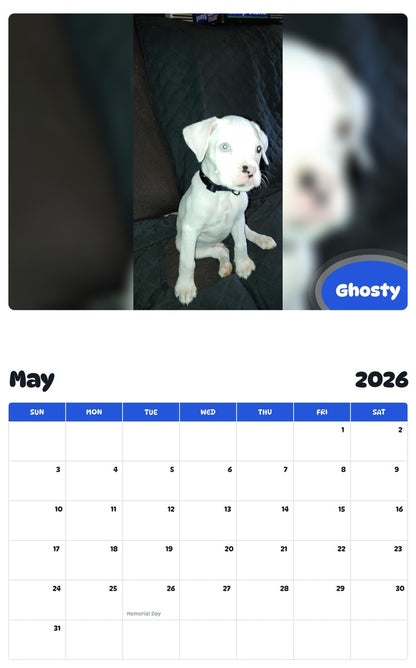 2026 - 2027 Ghosty - Pawidols Pet Calendar
