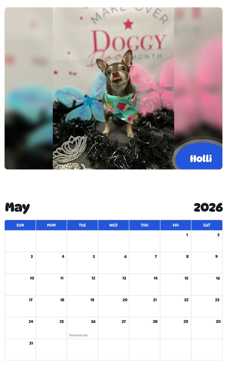 2026 - 2027 Holli - Pawidols Pet Calendar