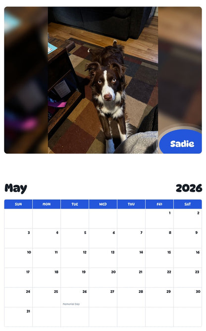 2026 - 2027 Sadie - Pawidols Pet Calendar