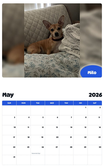 2026 - 2027 Milo - Pawidols Pet Calendar