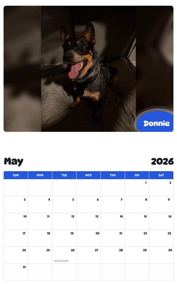 2026 - 2027 Donnie - Pawidols Pet Calendar
