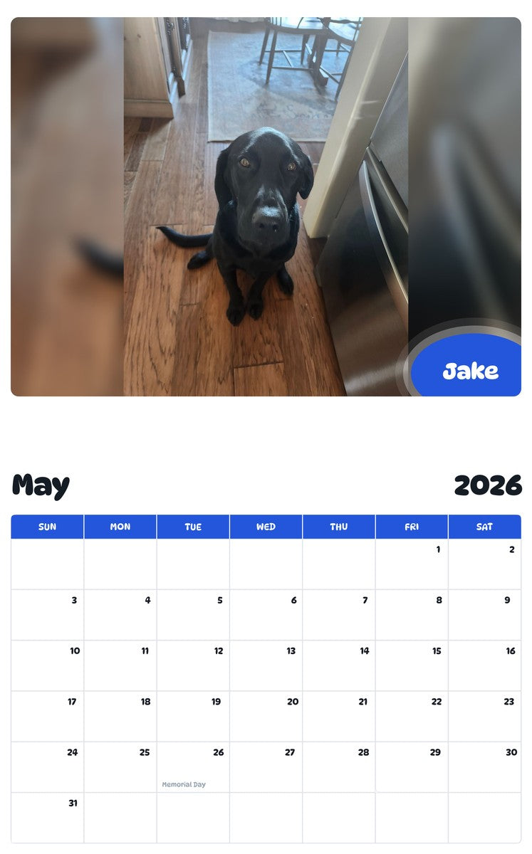 2026 - 2027 Jake - Pawidols Pet Calendar