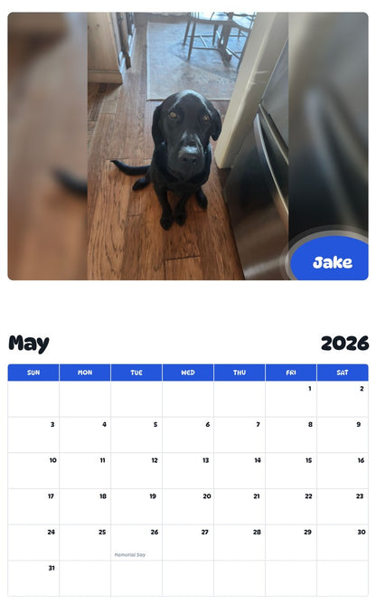 2026 - 2027 Jake - Pawidols Pet Calendar