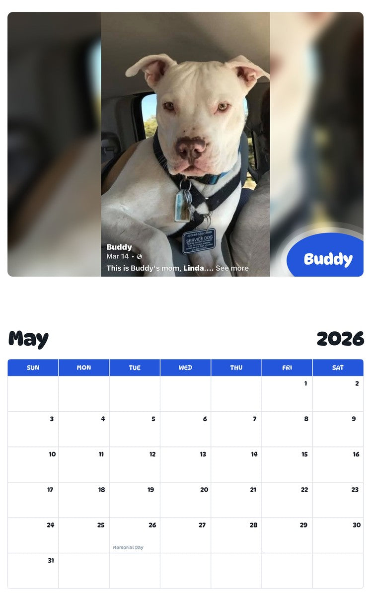2026 - 2027 Buddy - Pawidols Pet Calendar