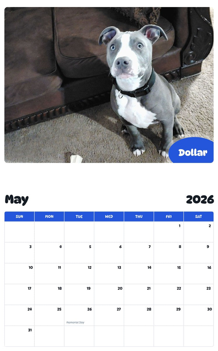 2026 - 2027 Dollar - Pawidols Pet Calendar