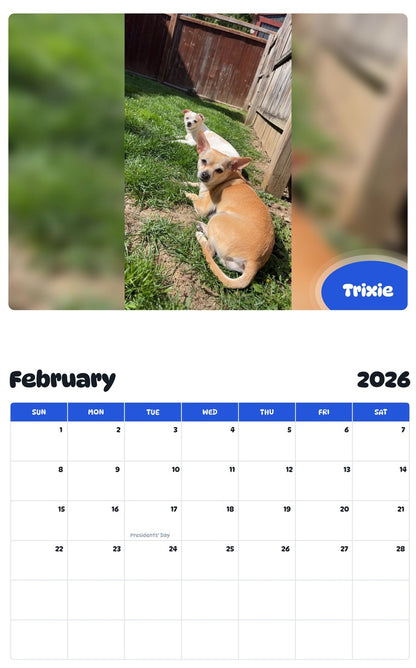 October 2025 - September 2026 Trixie - Pawidols Pet Calendar