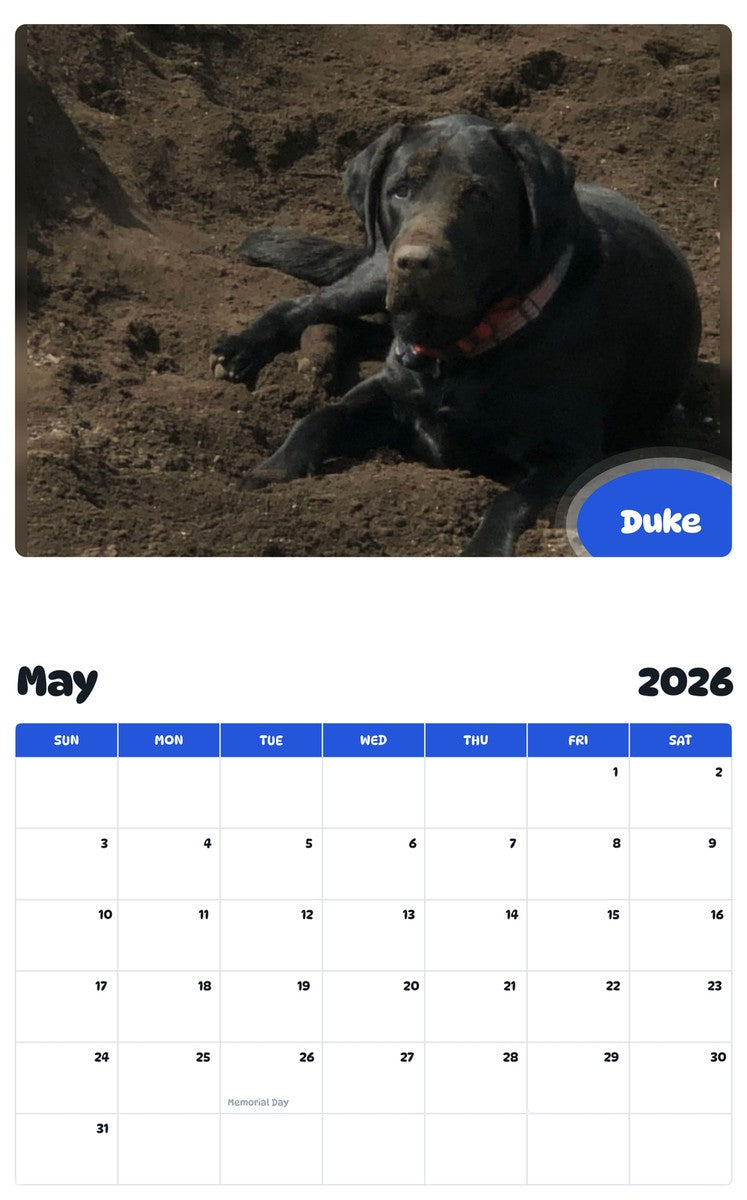 2026 - 2027 Duke - Pawidols Pet Calendar
