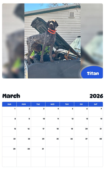November 2025 - October 2026 Titan - Pawidols Pet Calendar