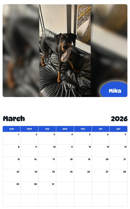 November 2025 - October 2026 Mika - Pawidols Pet Calendar
