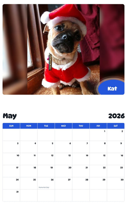 2026 - 2027 Kat - Pawidols Pet Calendar
