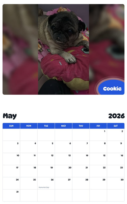 2026 - 2027 Cookie - Pawidols Pet Calendar