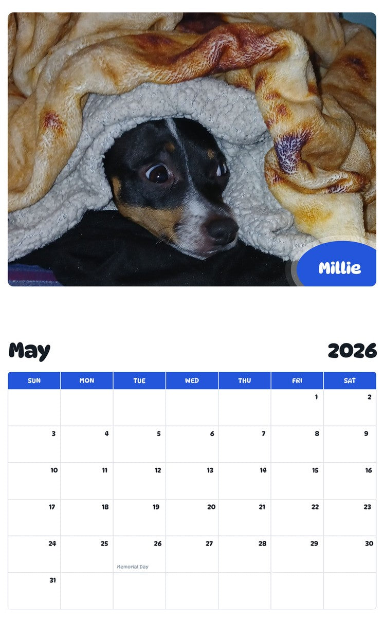 2026 - 2027 Millie - Pawidols Pet Calendar