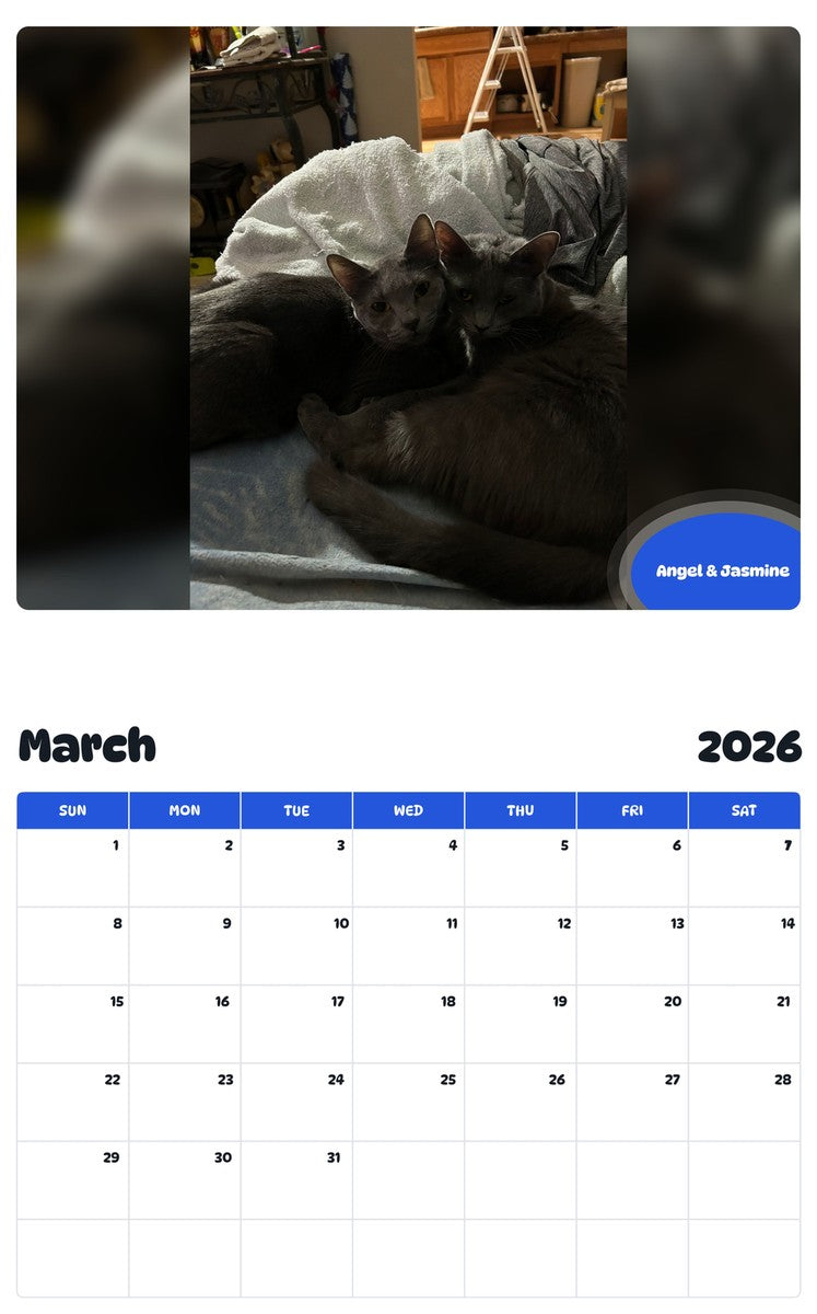 November 2025 - October 2026 Angel & Jasmine - Pawidols Pet Calendar