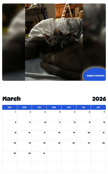 November 2025 - October 2026 Angel & Jasmine - Pawidols Pet Calendar