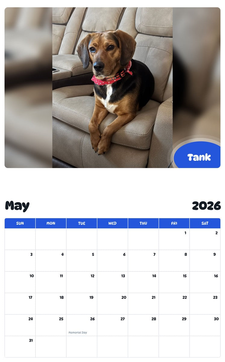 2026 - 2027 Tank - Pawidols Pet Calendar