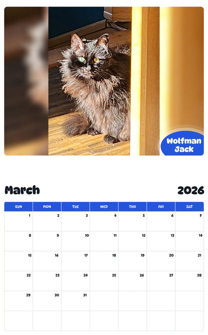November 2025 - October 2026 Wolfman Jack - Pawidols Pet Calendar