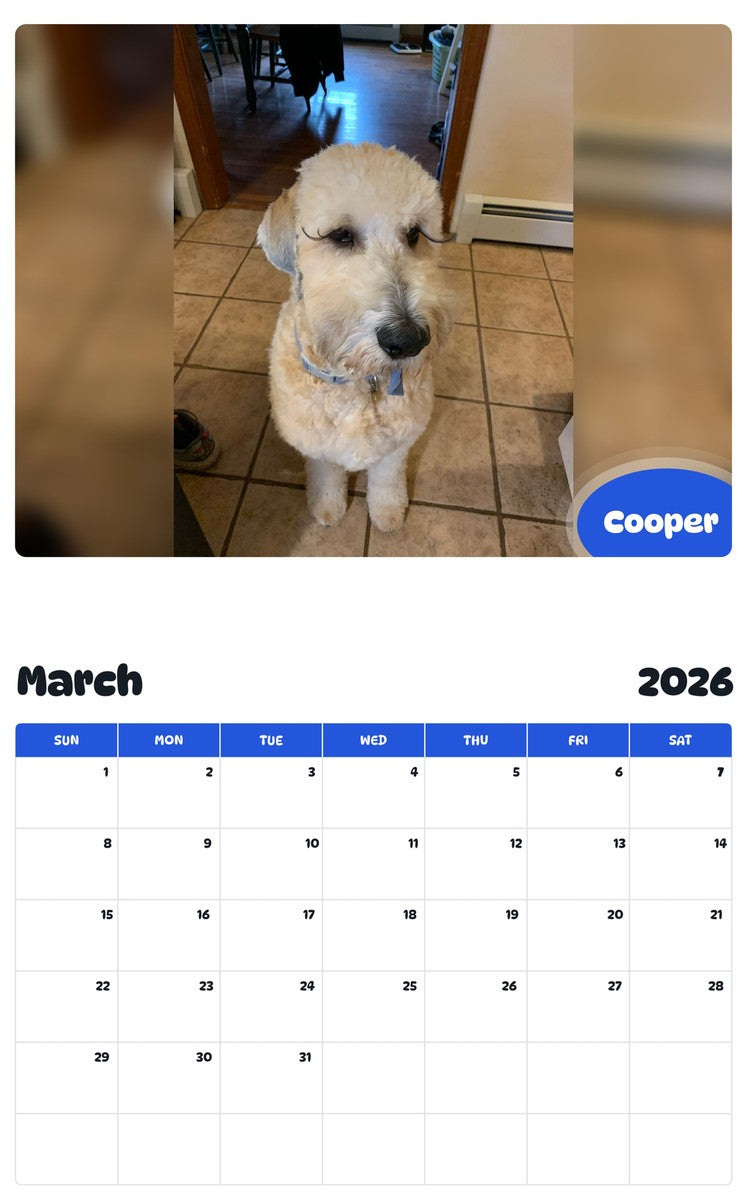 November 2025 - October 2026 Cooper - Pawidols Pet Calendar