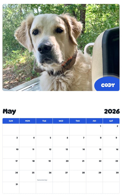 2026 - 2027 CODY - Pawidols Pet Calendar