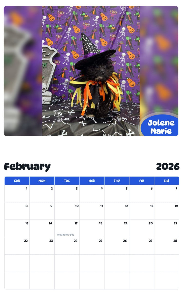November 2025 - October 2026 Jolene Marie - Pawidols Pet Calendar
