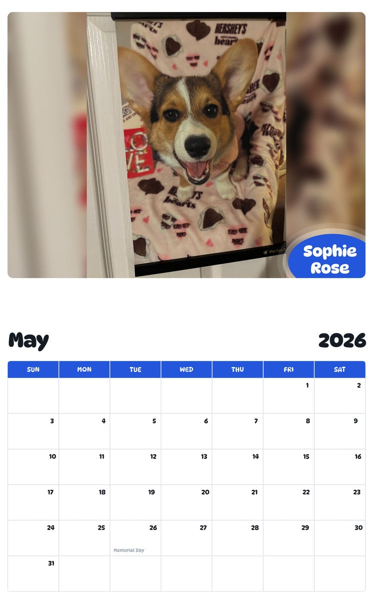 2026 - 2027 Sophie Rose - Pawidols Pet Calendar