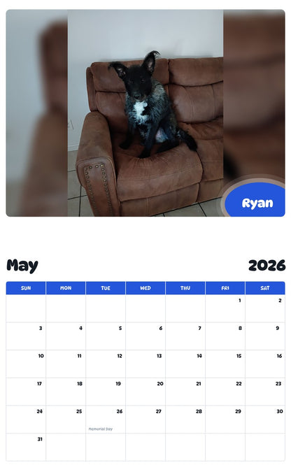 2026 - 2027 Ryan - Pawidols Pet Calendar
