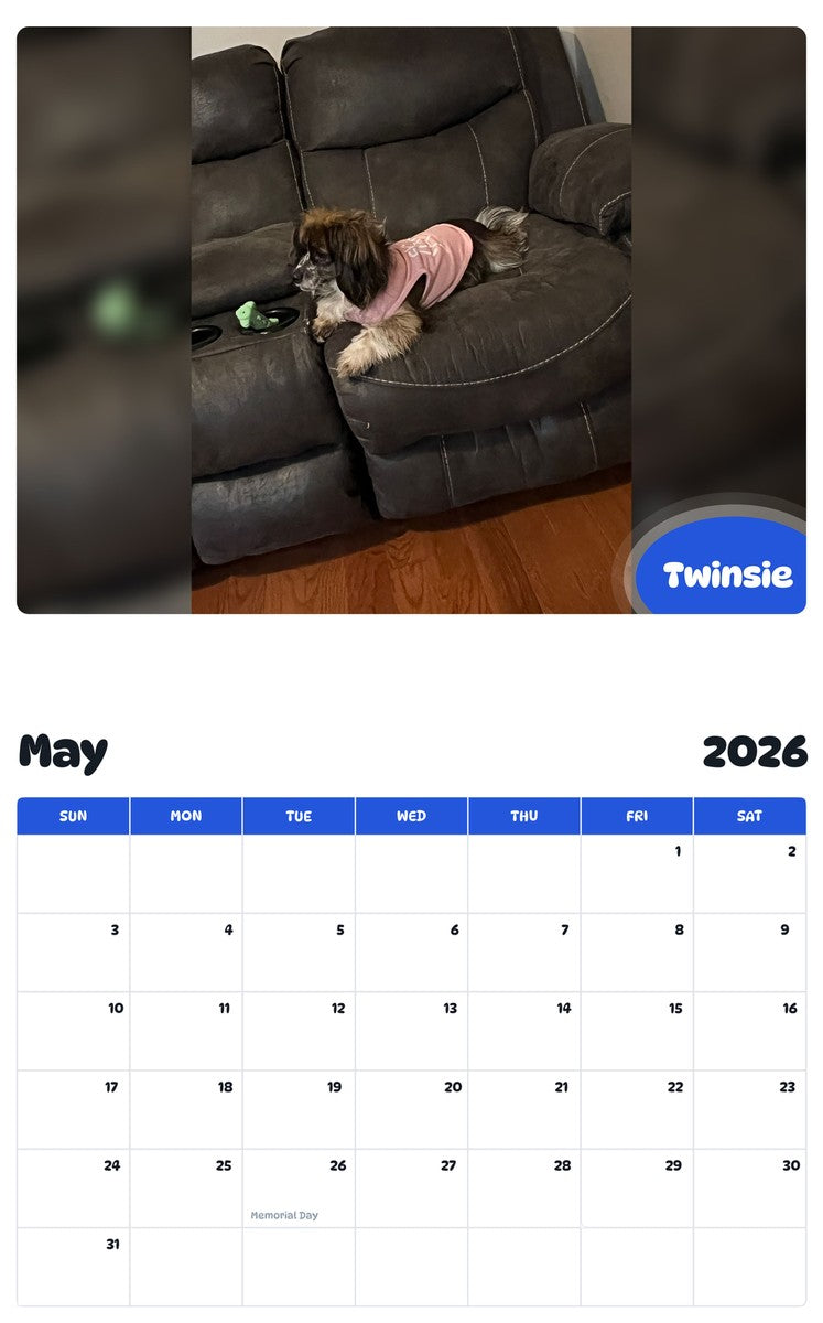2026 - 2027 Twinsie - Pawidols Pet Calendar